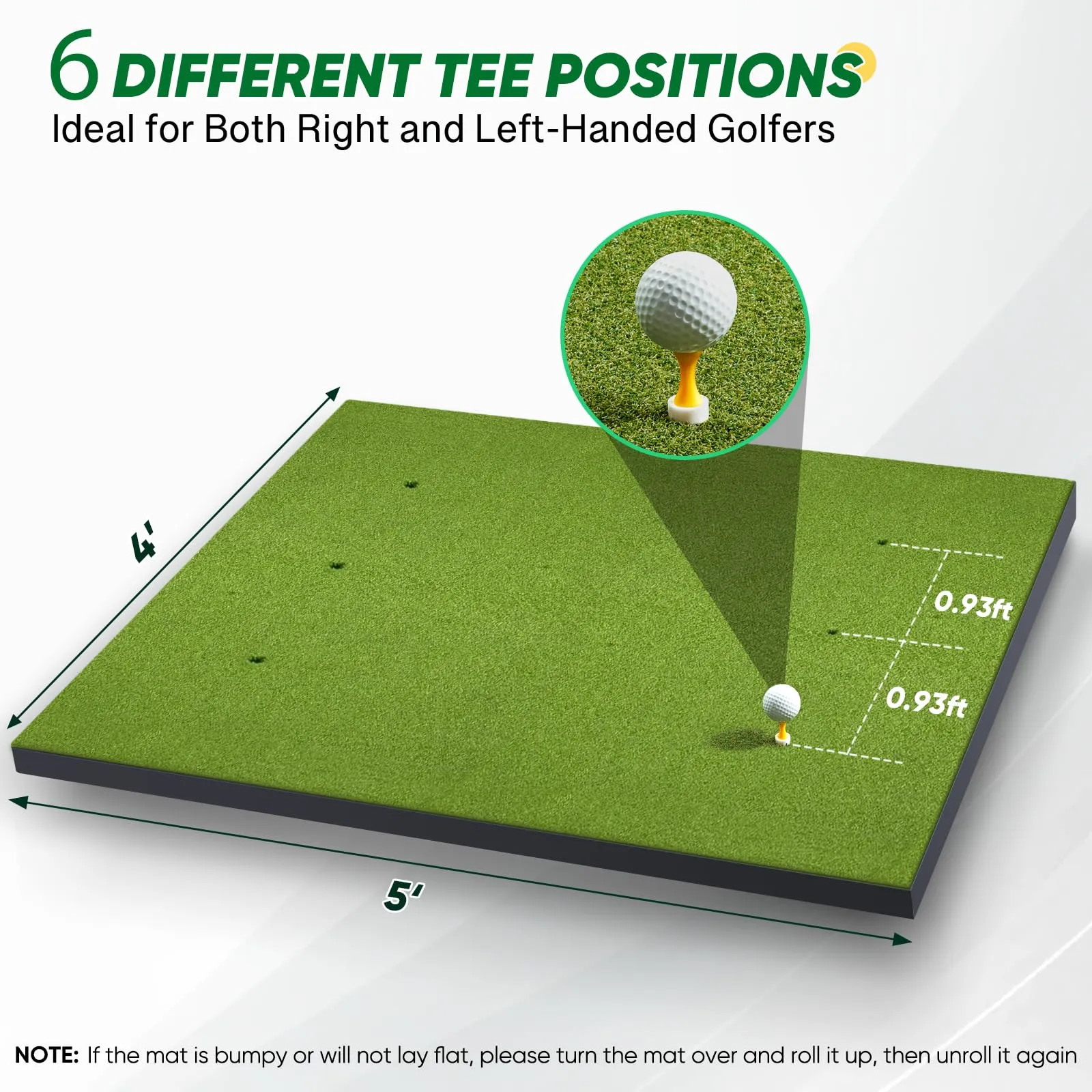BestGolf BestGolf 27MM Professional Golf Mat, 5x4ft Exclusive PE Grass & Hot Pressed Turf for Indoor & Outdoor Hitting Practice Backyard Training with 9 Golf Balls & 9 Tees