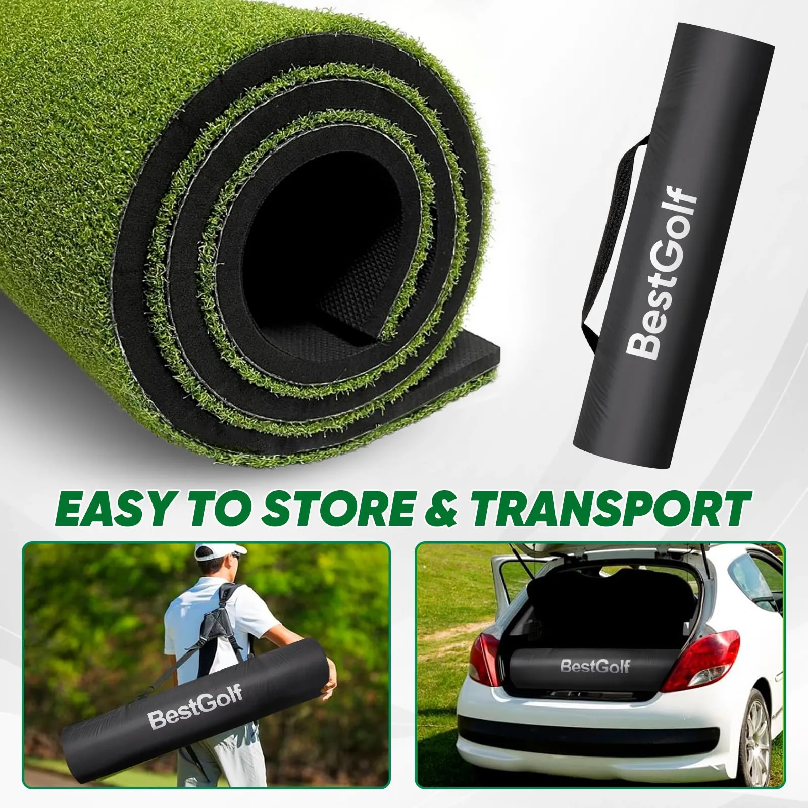 BestGolf BestGolf 27MM Professional Golf Mat, 5x4ft Exclusive PE Grass & Hot Pressed Turf for Indoor & Outdoor Hitting Practice Backyard Training with 9 Golf Balls & 9 Tees