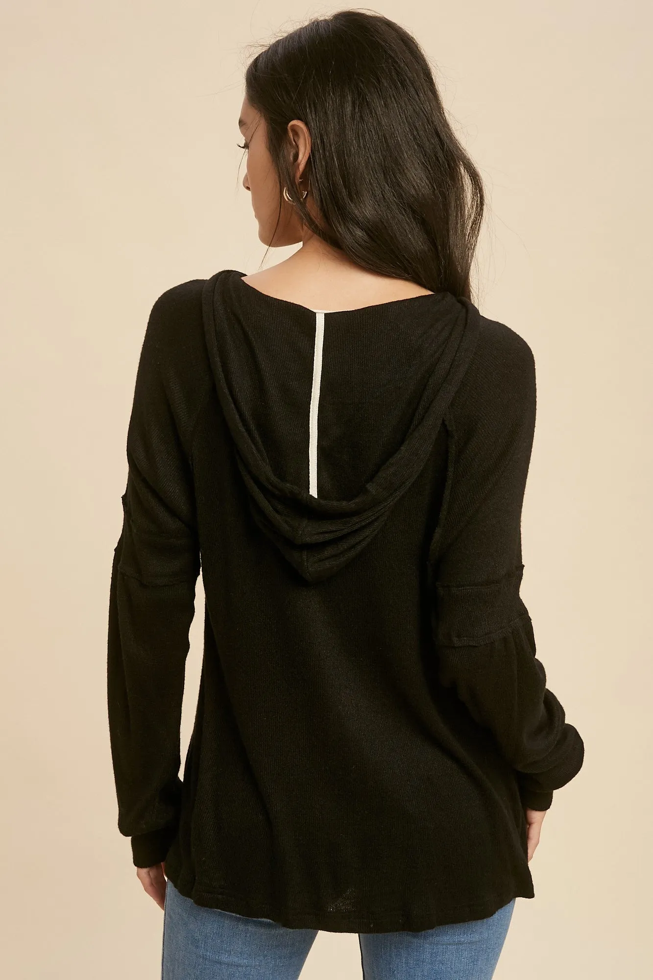 Black Hooded Henley