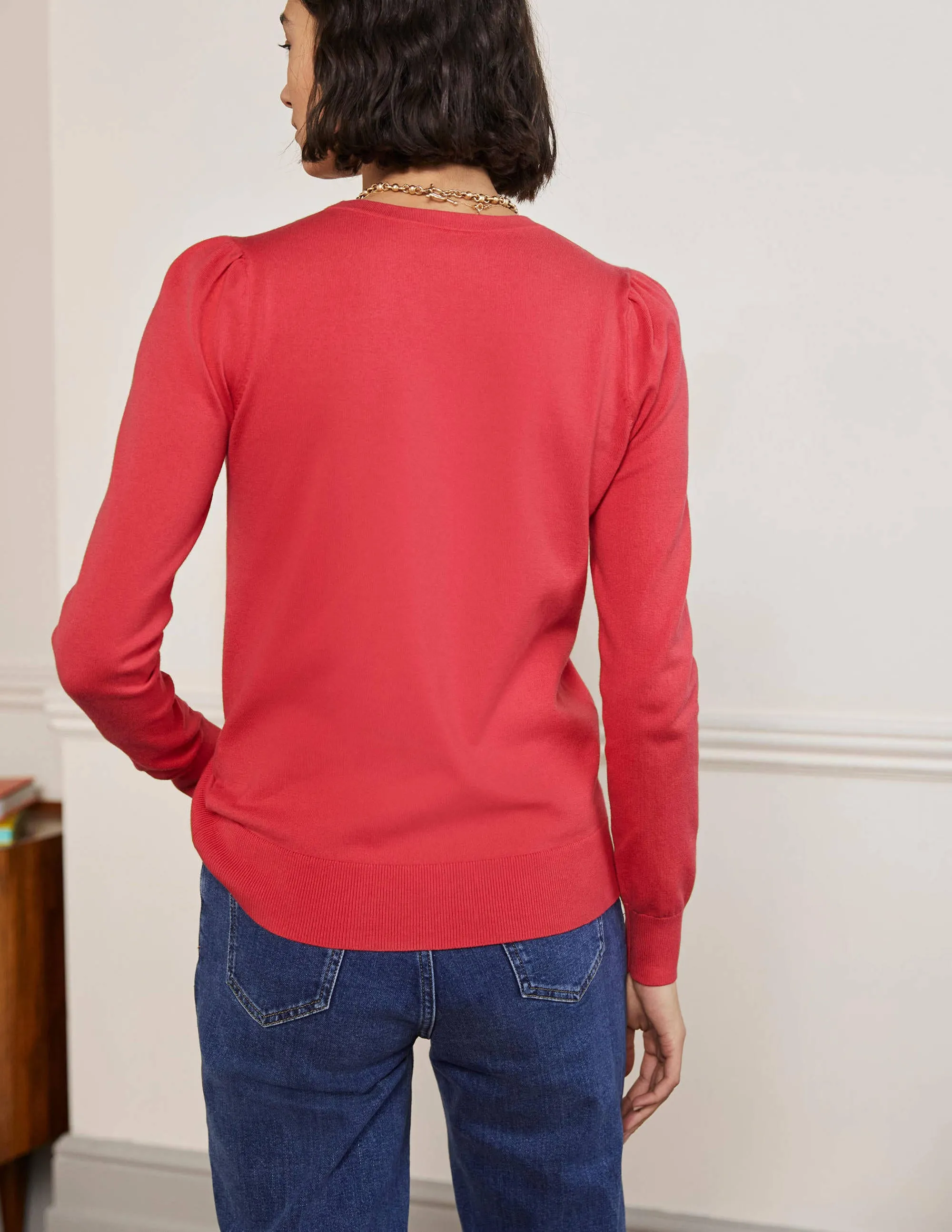 Cotton Crew Neck Jumper-Radish