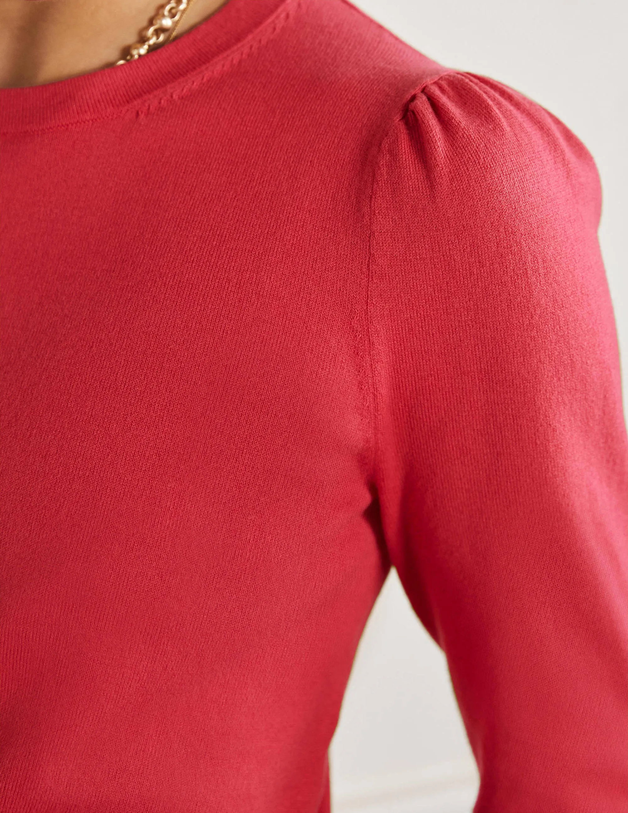 Cotton Crew Neck Jumper-Radish
