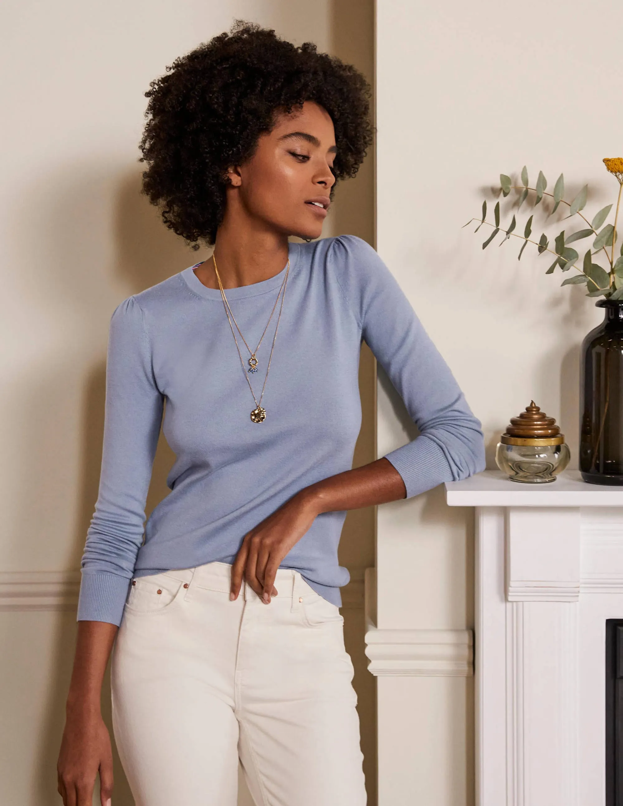 Cotton Crew Neck Jumper-River