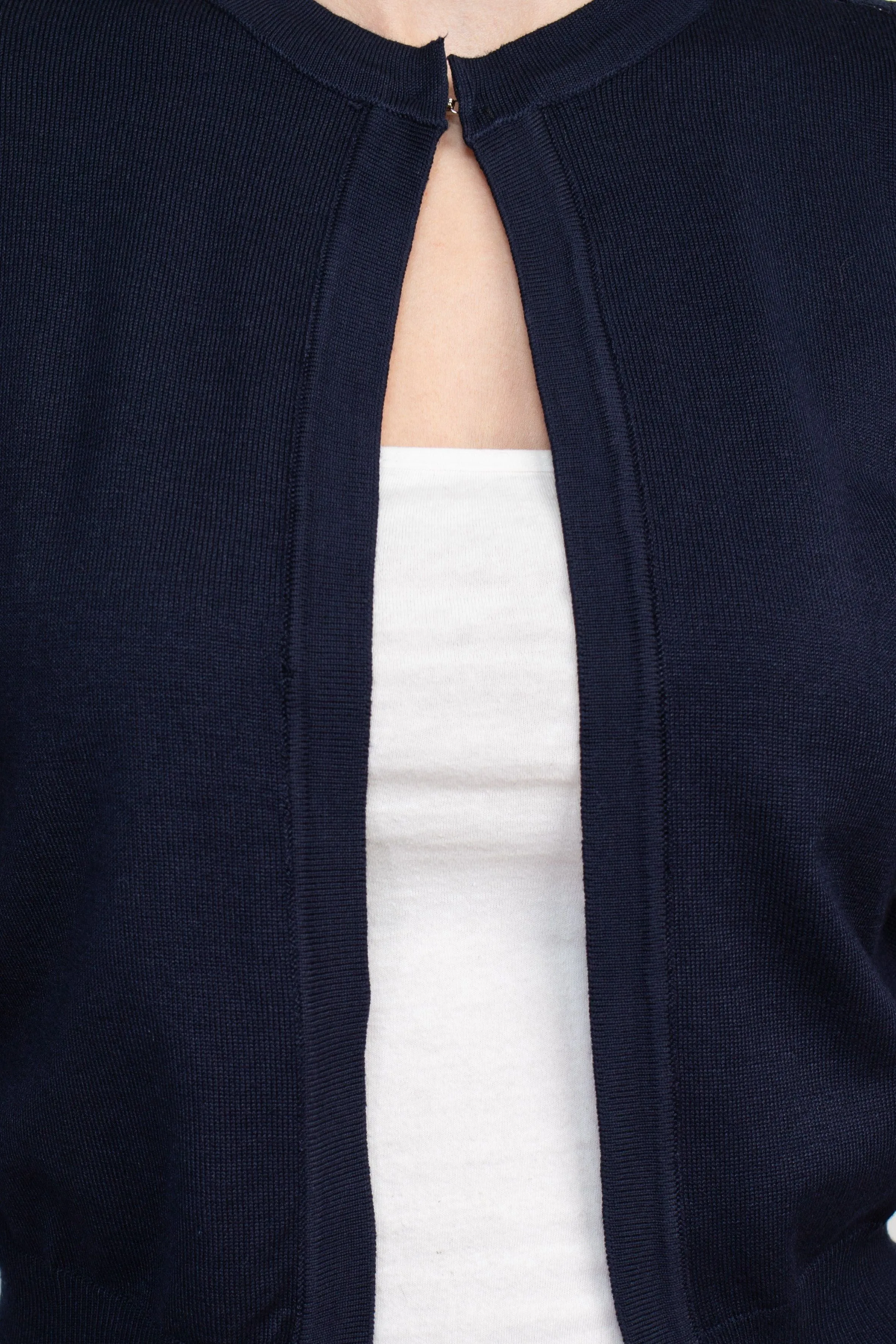 Crew Neck Open Front Lace Back Knit Jacket