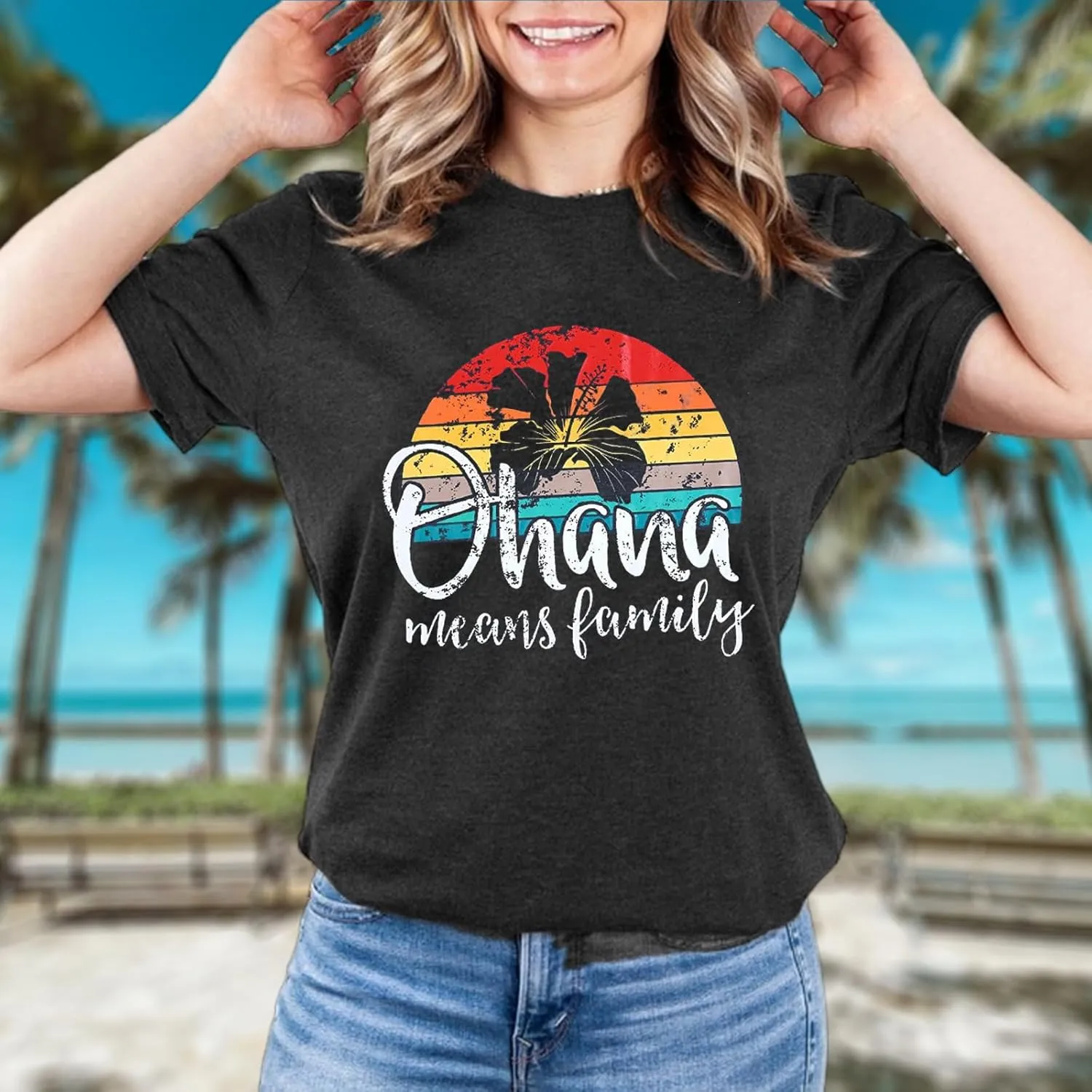 Hawaiian Shirts for Women Palm Trees Graphic Tees Summer Beach Vacation Tops Short Sleeve Casual Tshirt