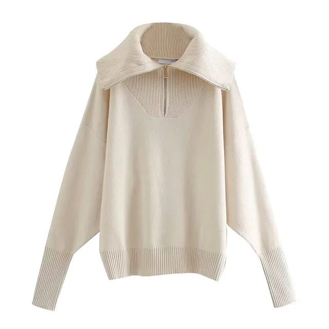 KNITTED ZIP-UP SWEATER