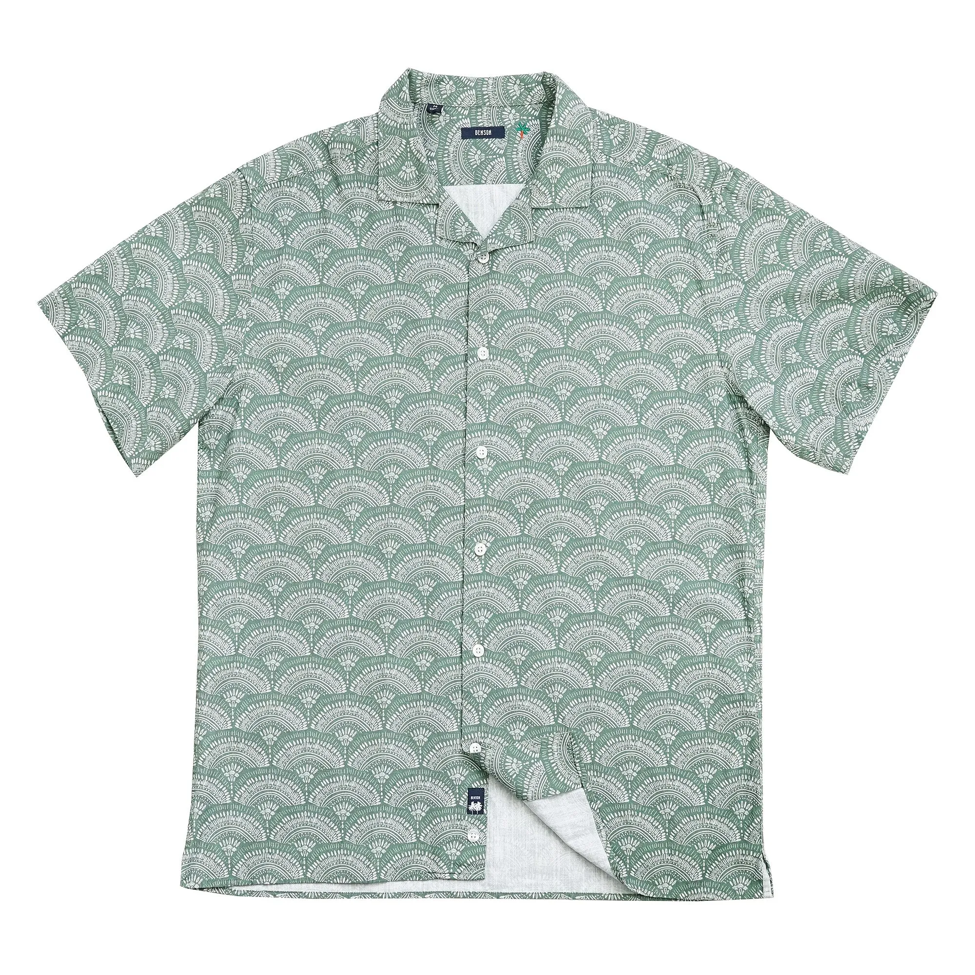 Malibu Linen Print Shirt (Green 511)
