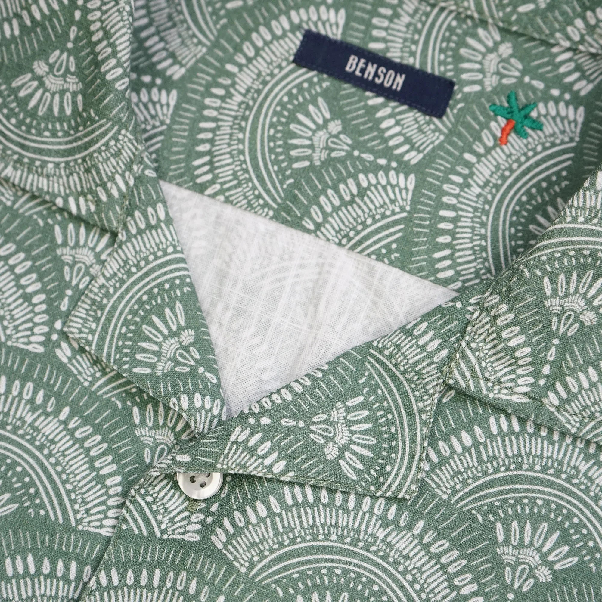 Malibu Linen Print Shirt (Green 511)