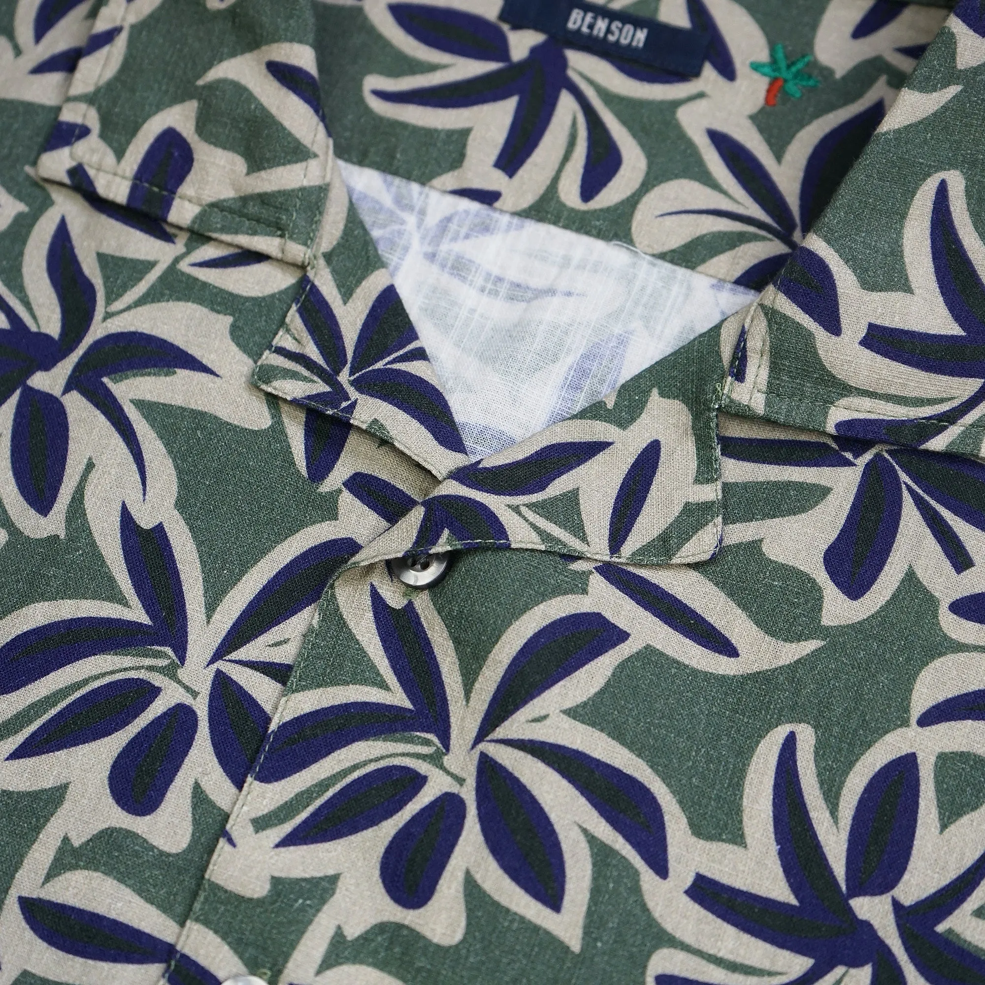 Malibu Linen Print Shirt (Green   Navy)