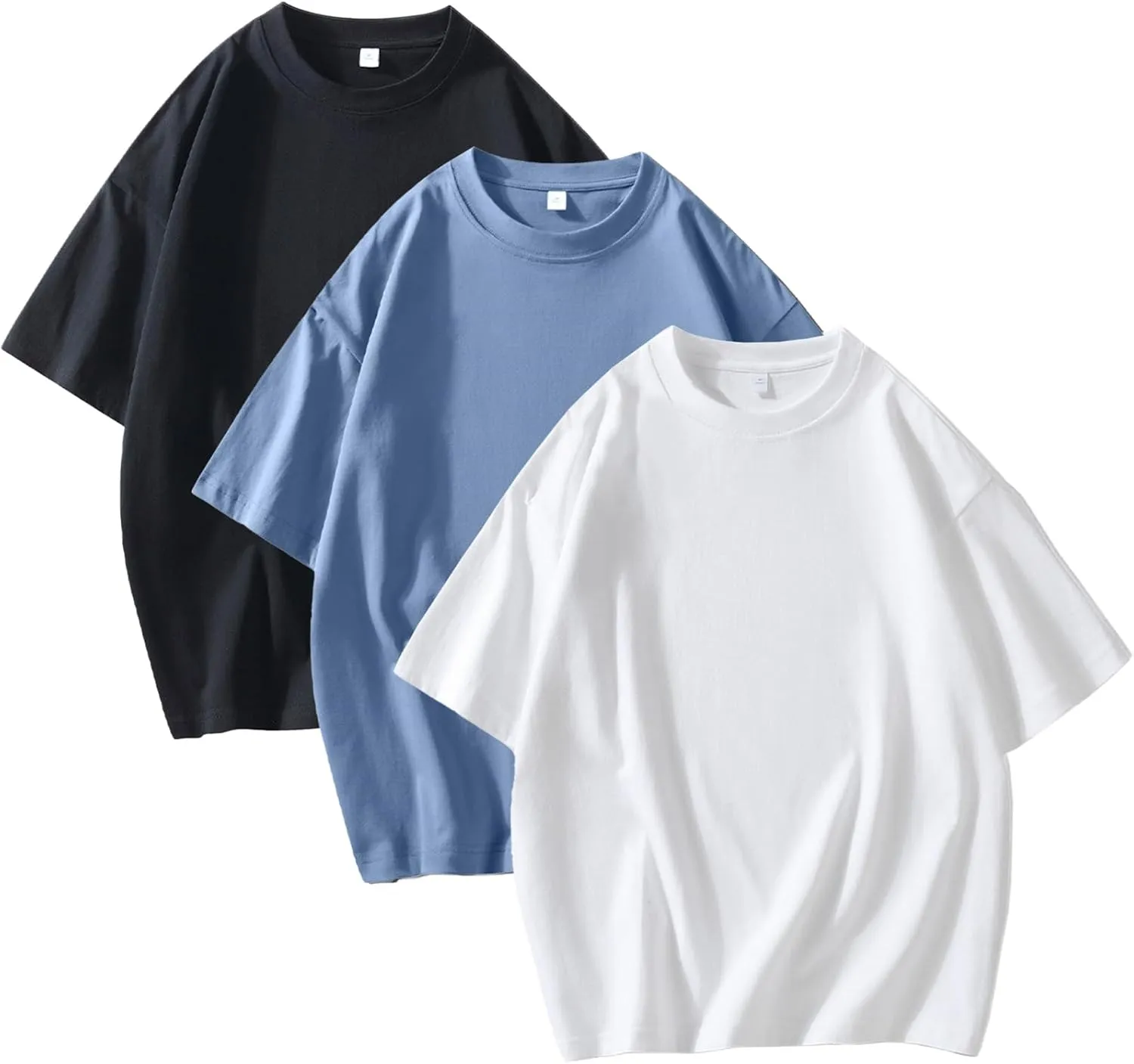 Men's Oversized T-Shirts Cotton Unisex Crew Neck Heavyweight Loose Fit Short Sleeve Shirt Classic Soft Tees