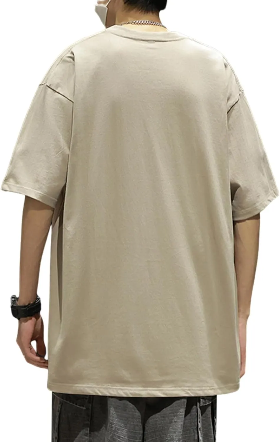 Men's Oversized T-Shirts Cotton Unisex Crew Neck Heavyweight Loose Fit Short Sleeve Shirt Classic Soft Tees