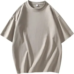 Men's Oversized T-Shirts Cotton Unisex Crew Neck Heavyweight Loose Fit Short Sleeve Shirt Classic Soft Tees