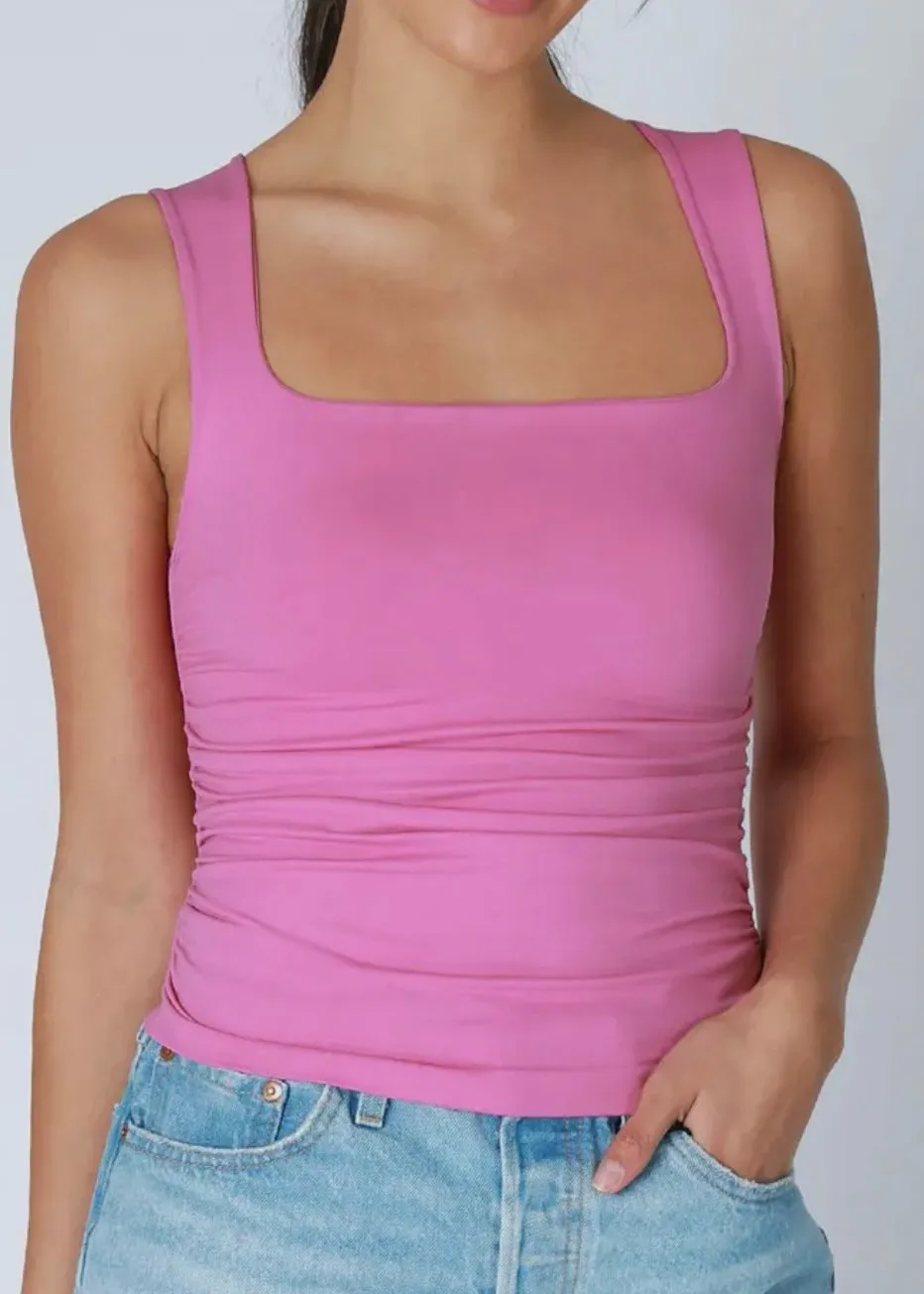 Niki Biki Clean Line Square Shirred Top