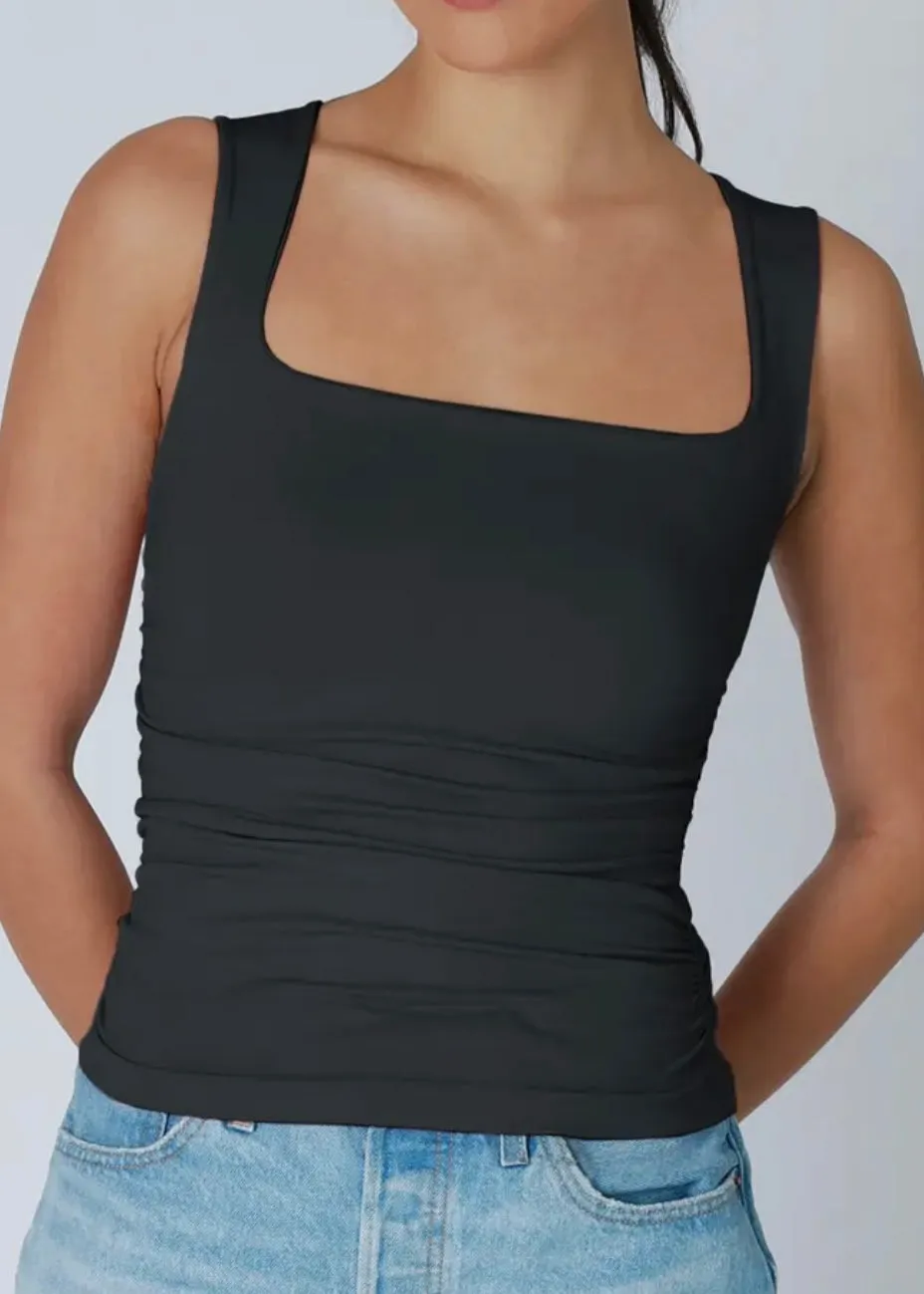 Niki Biki Clean Line Square Shirred Top