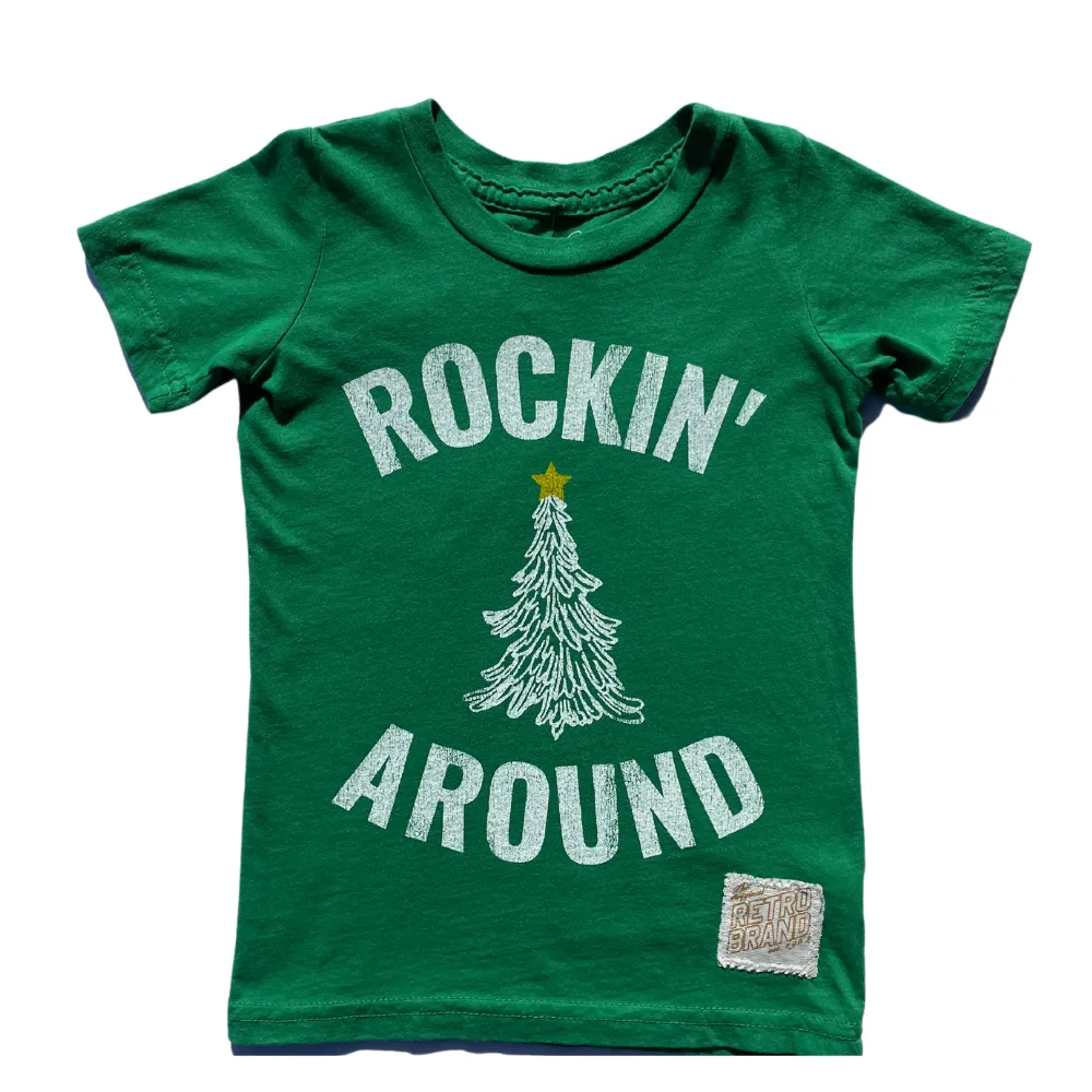 Retro Brand - Rockin' Around the Christmas Tree SLIM Tee in Green
