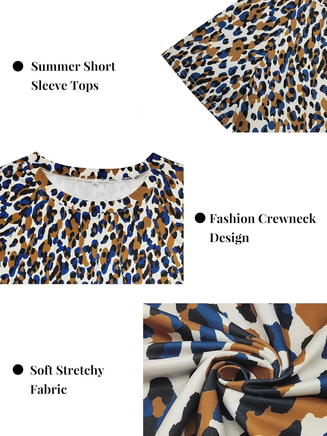 ROSRISS Plus Size Tops for Women Summer Casual Pleated Tees Cute Short Sleeve T Shirts Crew Neck Blouses XL-5XL