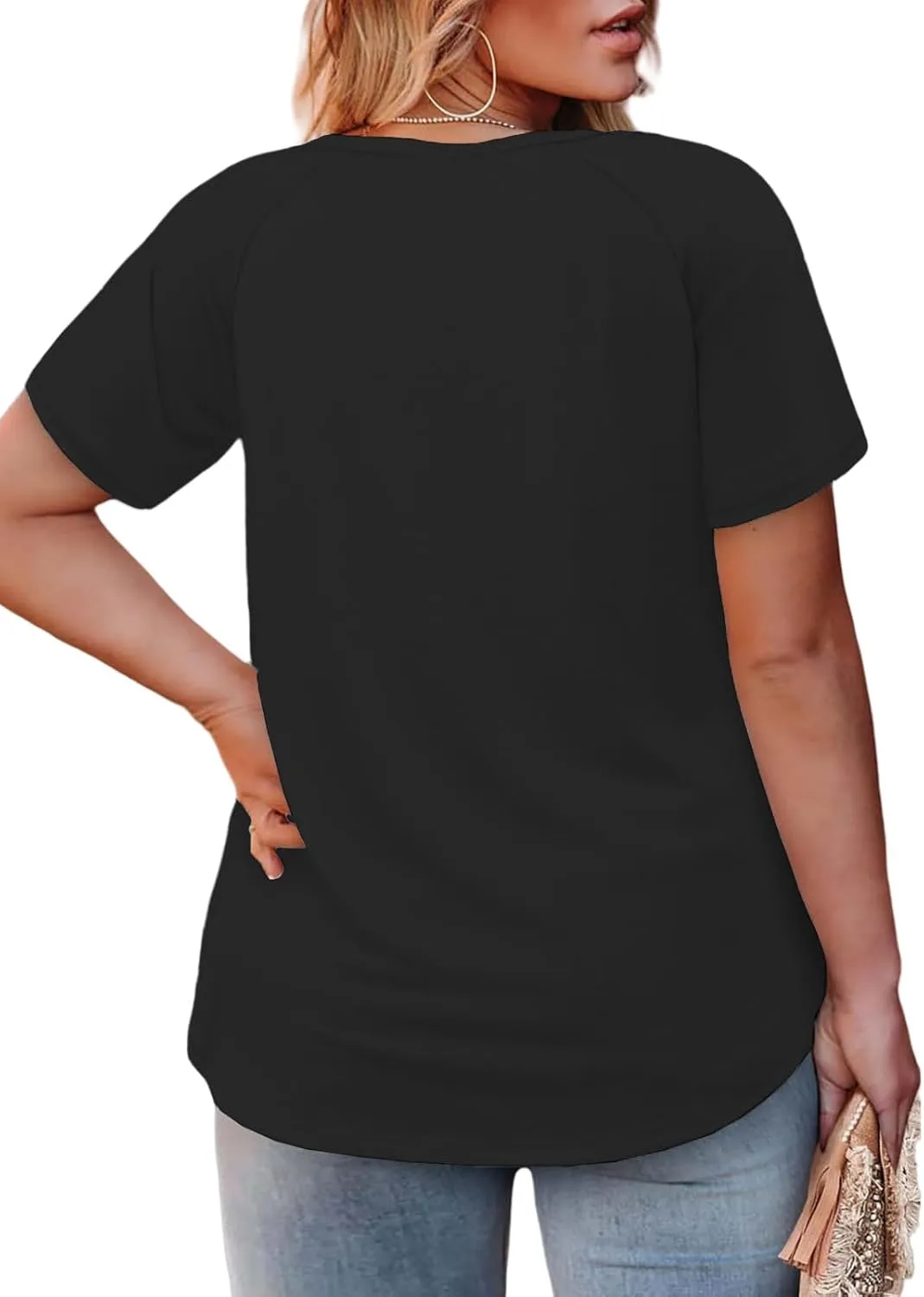 ROSRISS Plus Size Tops for Women Summer Casual Pleated Tees Cute Short Sleeve T Shirts Crew Neck Blouses XL-5XL