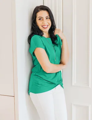 SITA twist front tee in Jade Julep