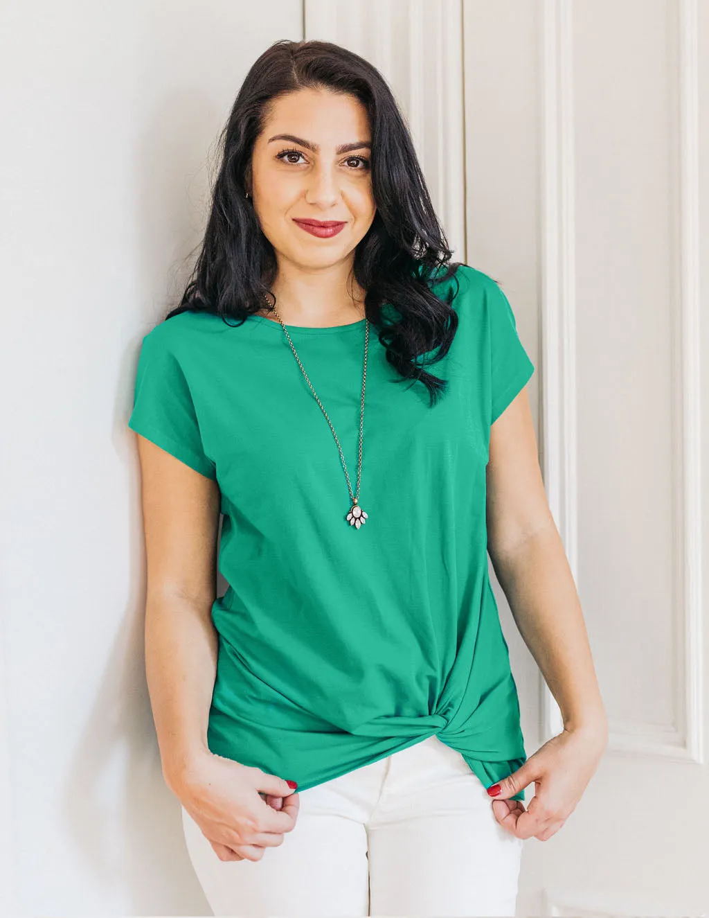 SITA twist front tee in Jade Julep