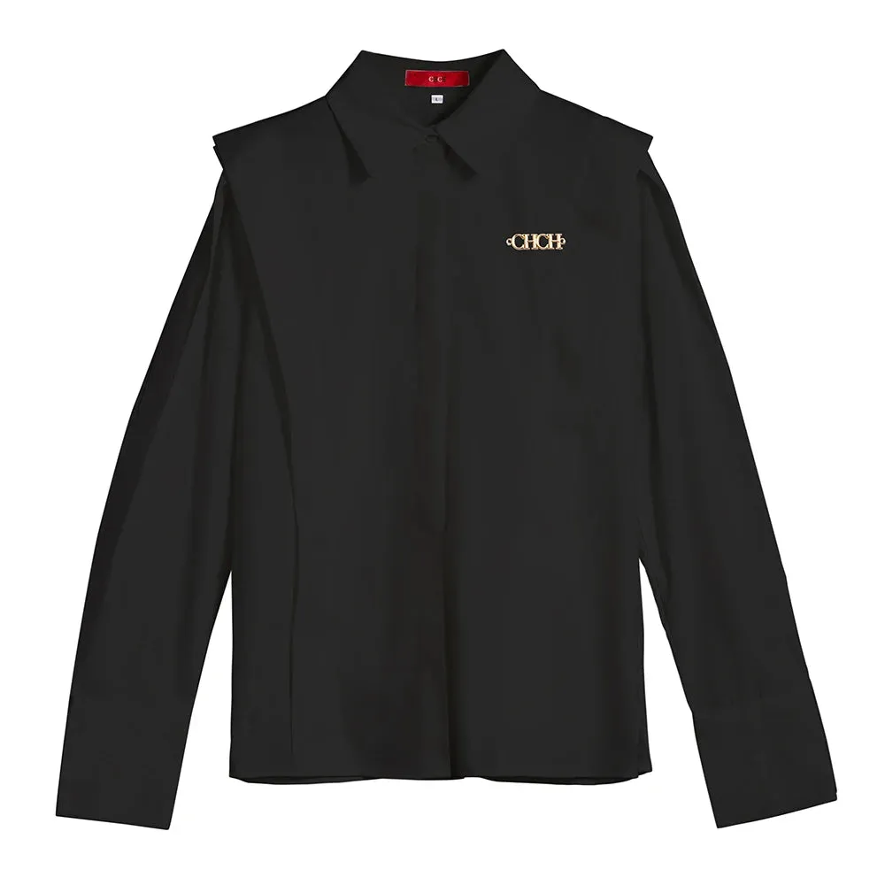 Solne Tailored Blouse in White or Black  Long Sleeve Button-Up Shirt for Women