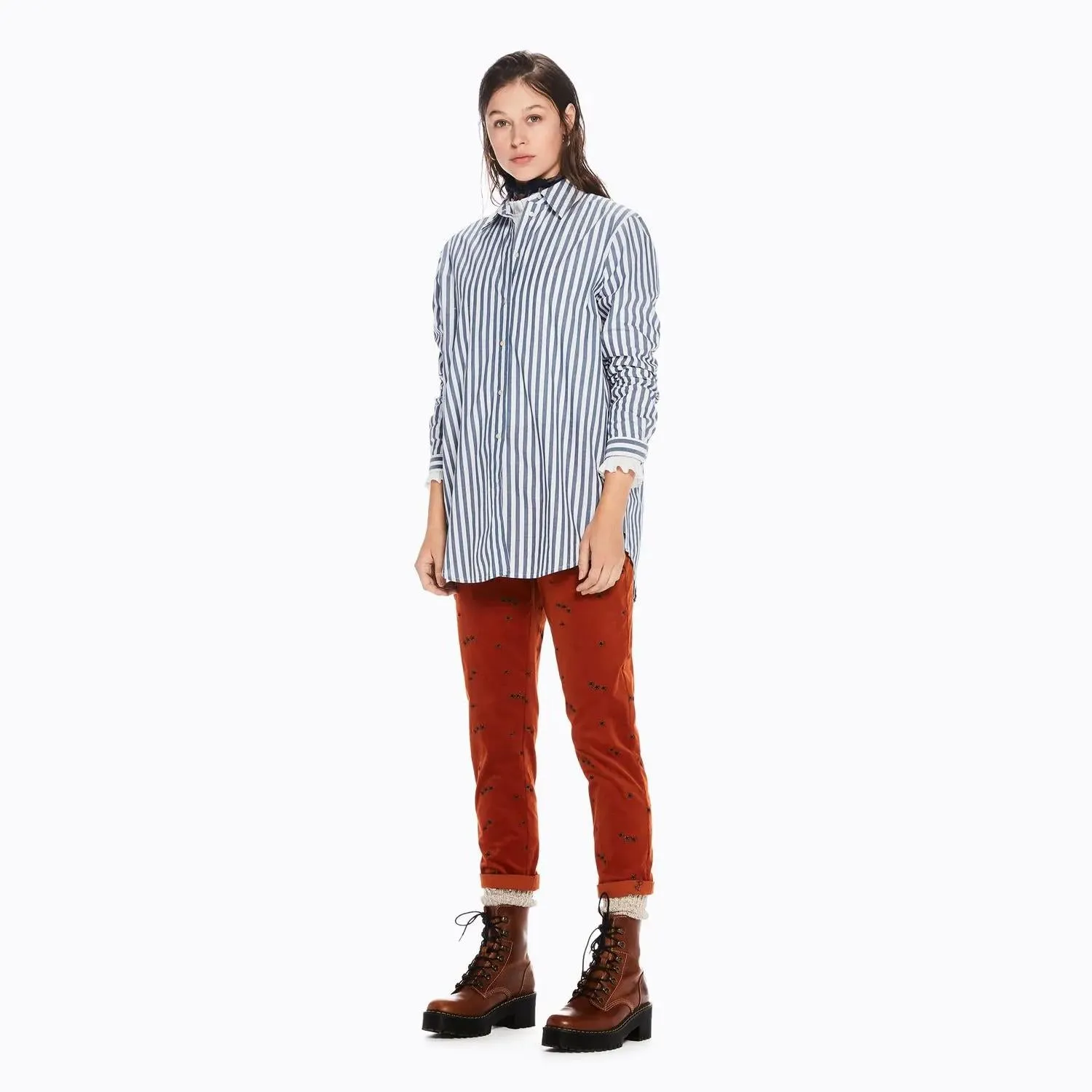 Striped Boyfriend Shirt (Blue)