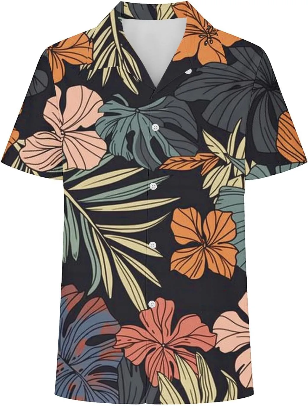 Summer Hawaii Shirts for Women Cool Floral Tropic Print V Neck Tops Button Up T-Shirt Trendy Beach Vacation Blouse
