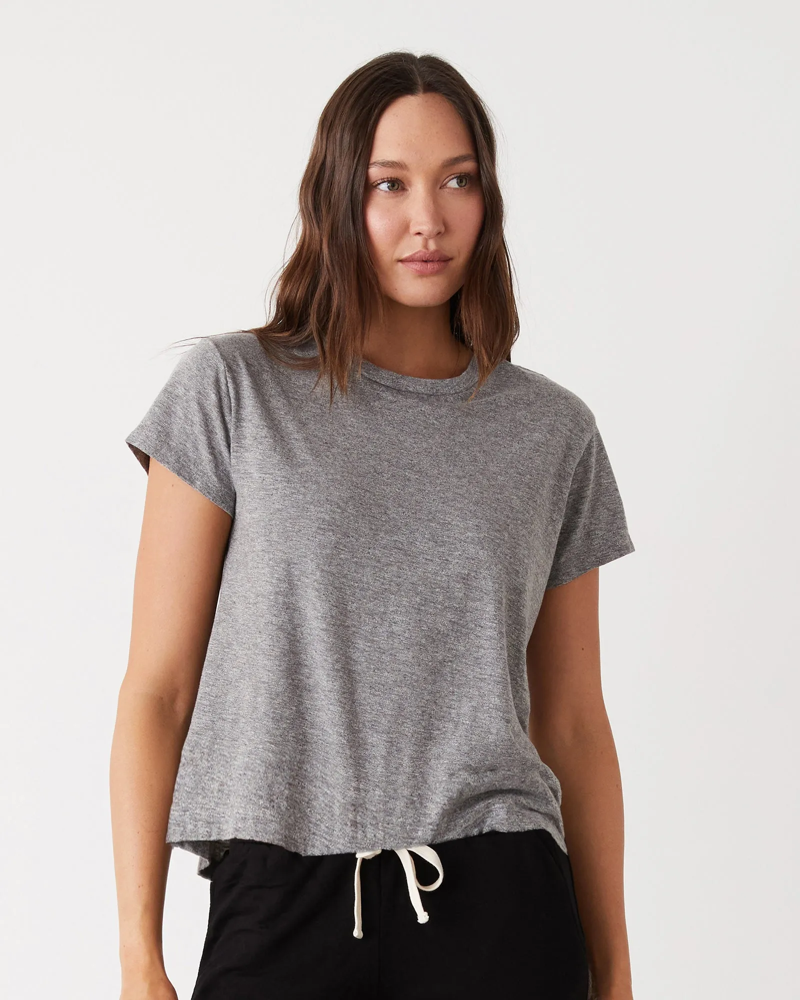 Textured Tri-Blend Basic Crew Neck Tee