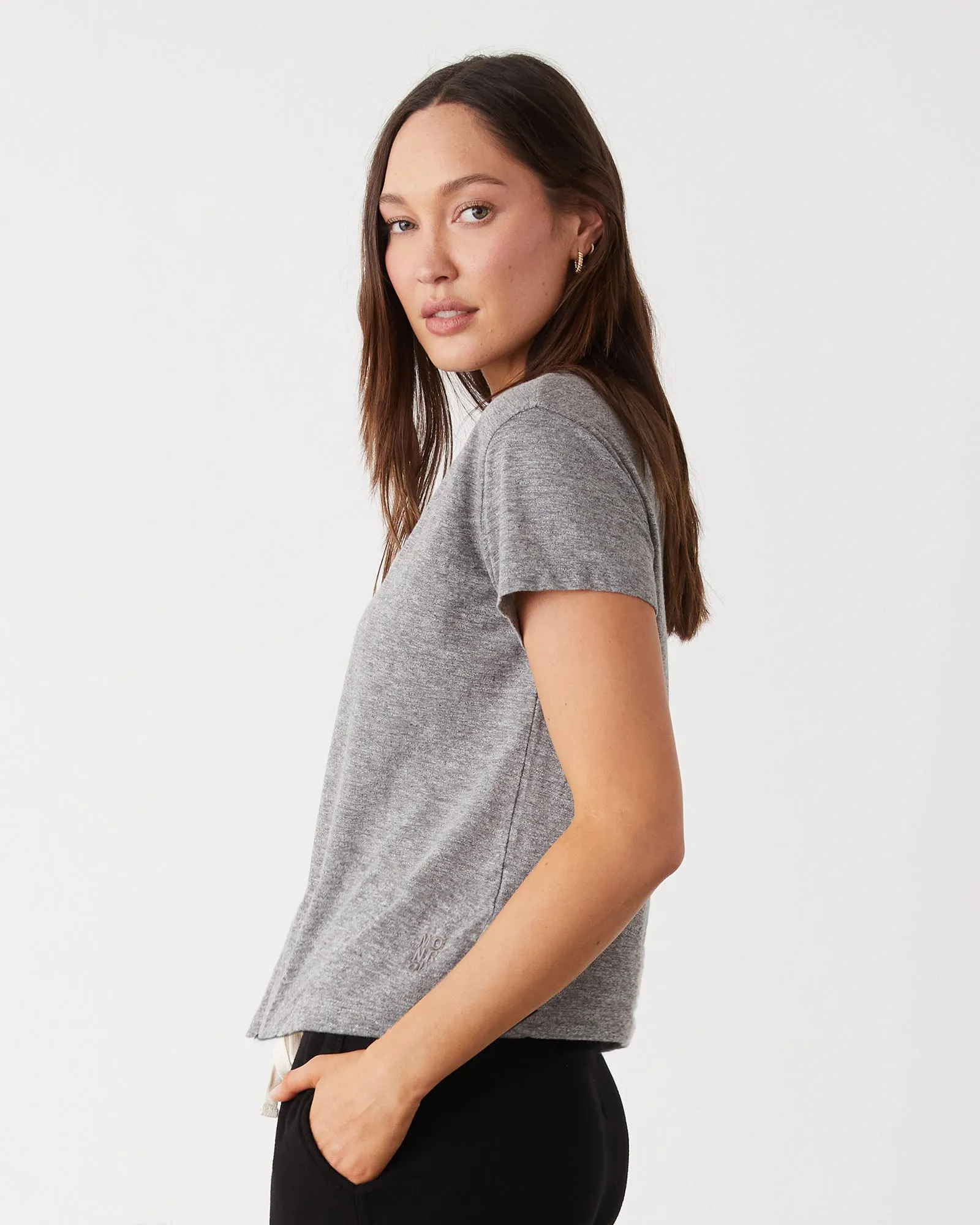 Textured Tri-Blend Basic Crew Neck Tee