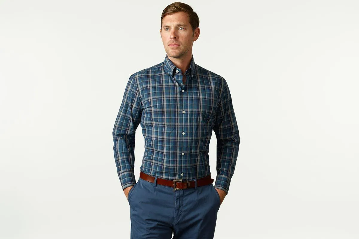 The Dark Blue Lanvale Plaid Casual Shirt