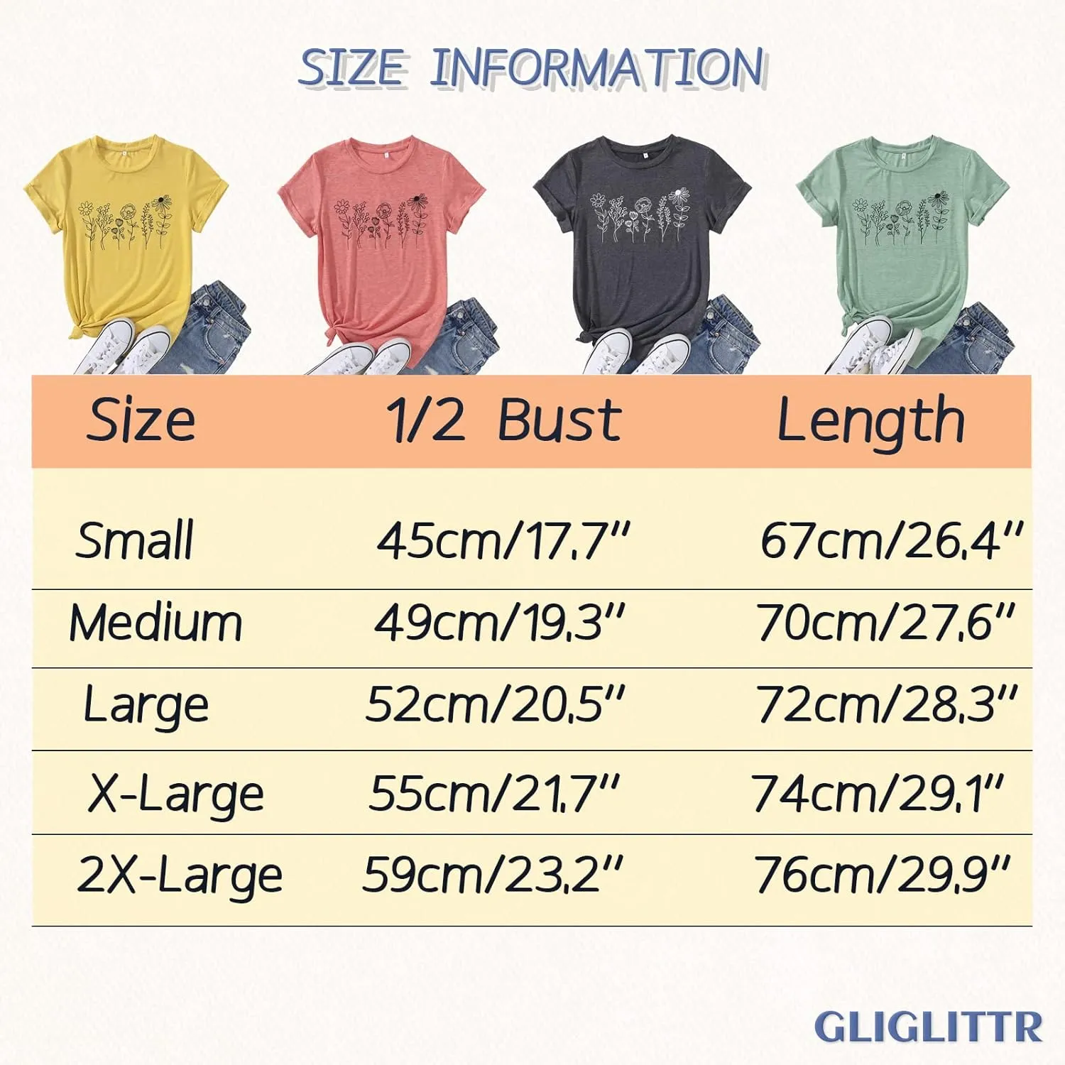 Women's Floral Tee Wildflower Graphic T Shirt Summer Flower Casual Loose Top Crew Neck Short Sleeve Shirts Tees