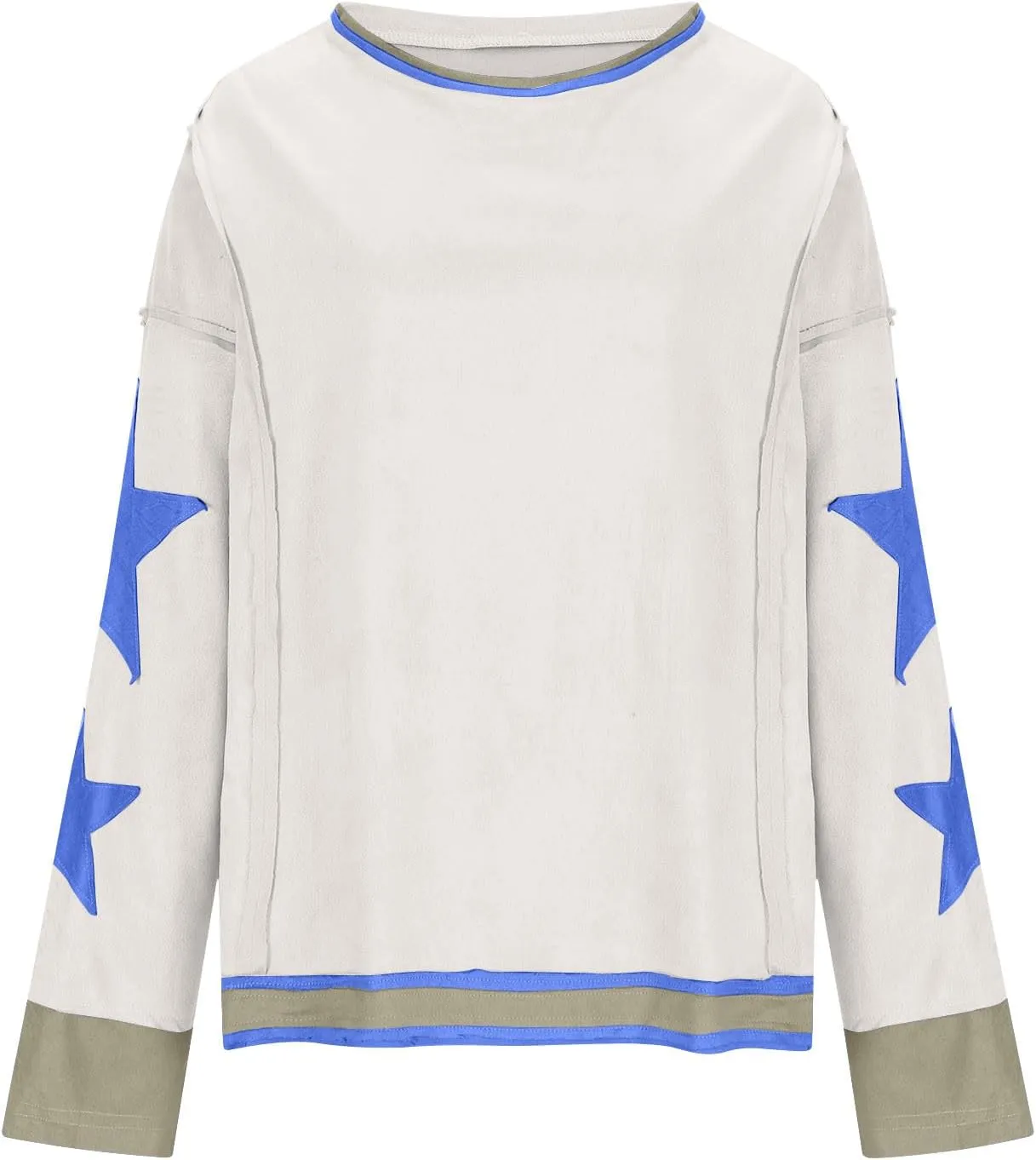 Womens Oversized Star Hoodies Long Sleeve Casual Shirts Drop Shoulder Vintage Graphic Pullover Sweatshirt Y2k Tops