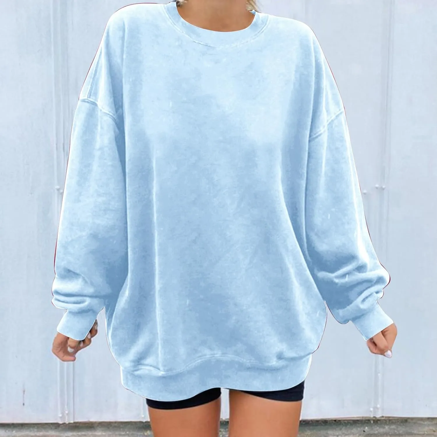 Womens Vintage Basic Oversized Long Sleeve Crew Neck Sweatshirt Casual Soft Pullover Tops Fall Fashion Clothes 2023